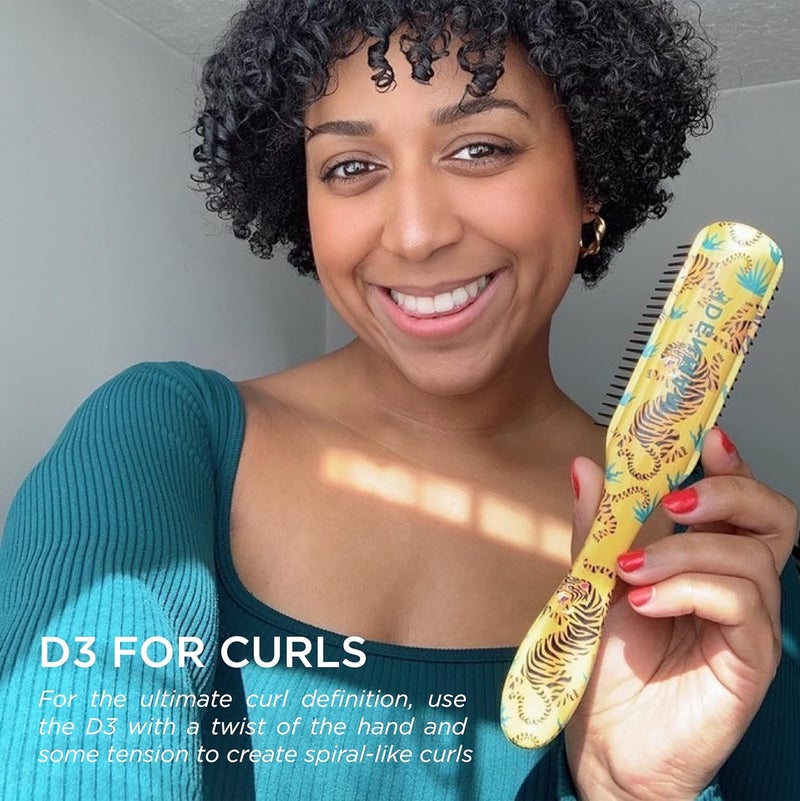 Denman Original Curl Definer  Styler 7 Row Hairbrush for Detangling Separating and Defining Curls Curly Hairbrush  D3 Tiger - Image 3