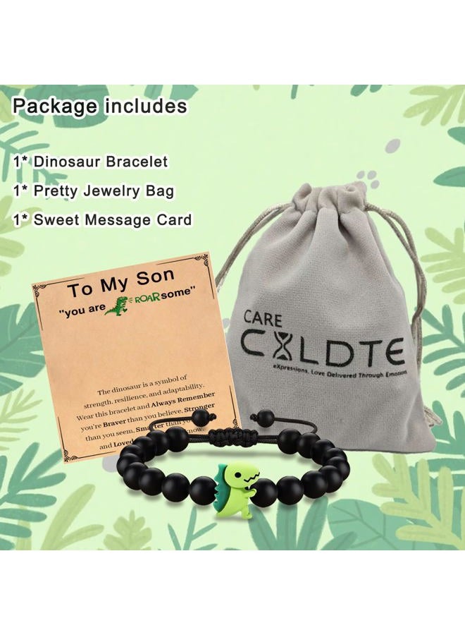 CXLDTE To My Son Bracelet Gifts from Mom, Teen Boy Gifts, Dinosaur Bracelet First Day of Kindergarten Pre k Graduation Birthday Decorations Gift Ideas for Teenage Boys Kids 5 6 7 8 9 10 11 12 Year Old - Image 5