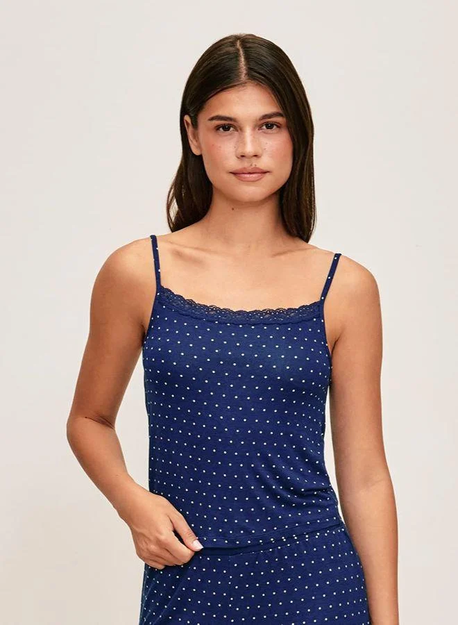 Undiz Printed polka dot jersey tank top