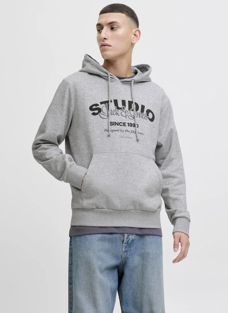 JACK & JONES Text Print Pullover Hoodie