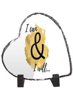 Service Zone Protective Printed White Heart Shape Marble Photo Frame for Table Top I Can And I Will 