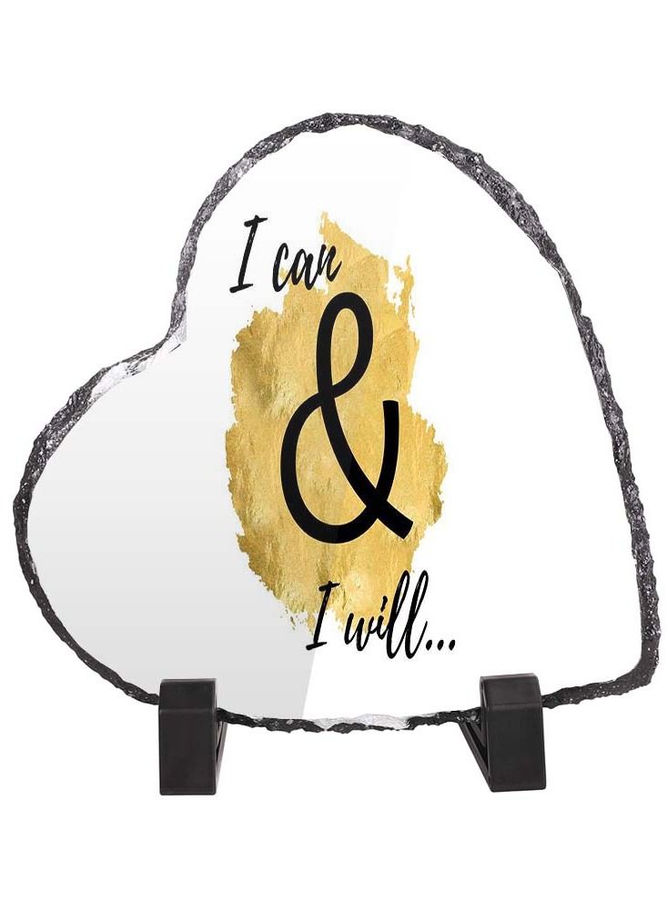 Service Zone Protective Printed White Heart Shape Marble Photo Frame for Table Top I Can And I Will 