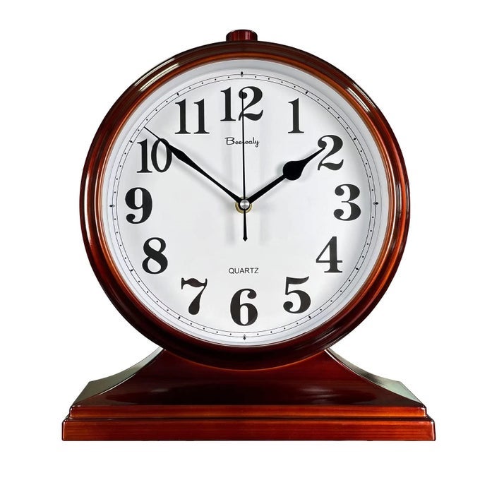 DESK CLOCK FOR TABLE DECORRETRO MANTEL CLOCK BATTERY OPERATED FOR FIREPLACE MANTEL LIVING ROOMBEDROOMOFFICEDESKTOP DECORATION BROWN
