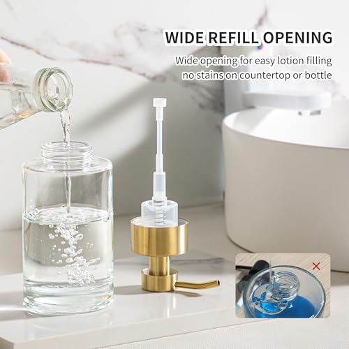 Enra Foam Soap Dispenser,12oz Thick Glass Bathroom Soap Dispenser with Stainless Steel Gold Pump for Bathroom Kitchen(Clear/Gold Poam Type) - Image 2