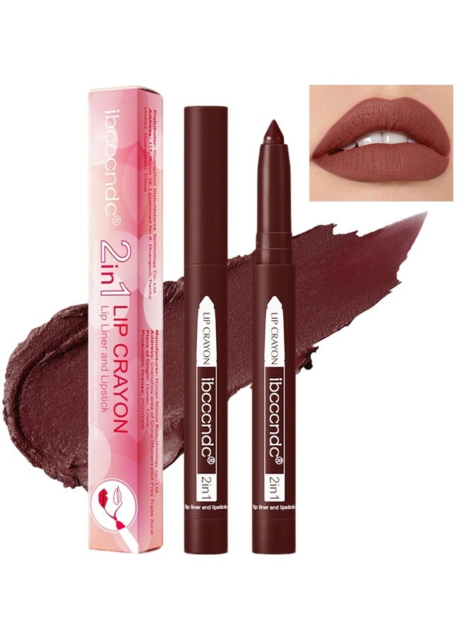 ibcccndc 2 In 1 Lip Crayon, Lip Liner And Lipstick, With Built-in Sharpener, Precision Tip Matte Lip Liner Pen, Long-lasting Smudge-proof Lip Crayon 11# - Image 1