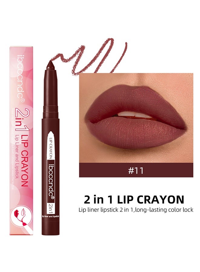 ibcccndc 2 In 1 Lip Crayon, Lip Liner And Lipstick, With Built-in Sharpener, Precision Tip Matte Lip Liner Pen, Long-lasting Smudge-proof Lip Crayon 11# - Image 2