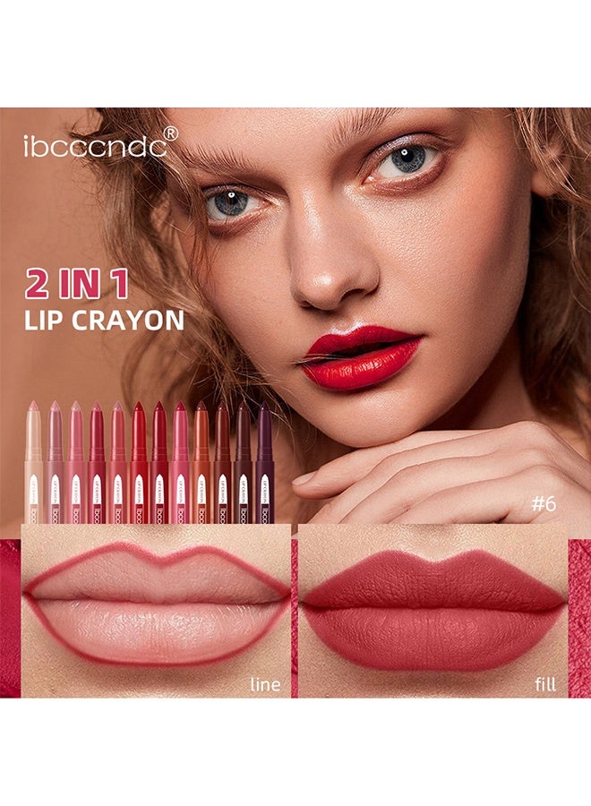 ibcccndc 2 In 1 Lip Crayon, Lip Liner And Lipstick, With Built-in Sharpener, Precision Tip Matte Lip Liner Pen, Long-lasting Smudge-proof Lip Crayon 11# - Image 3