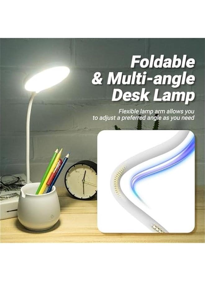 Generic Desk Lamp for Home Office Dorm, Touch Desk Light with 3 Color Modes Flexible Gooseneck, Dimmable Table Lamp with Pen Phone Holder, Eye-Caring Small Desk Lamps for Bedroom Reading (White)  - Image 4