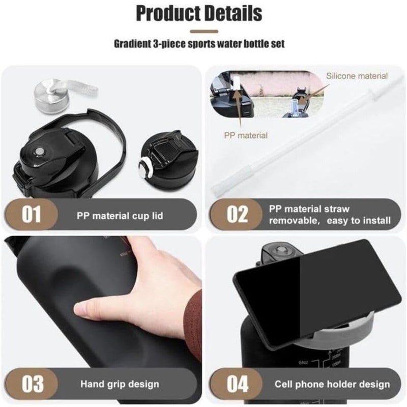 ALKAYAN 2000ML, 900ML, 300ML with Motivational Time Marker, Leakproof Durable Sipper ... - Image 3