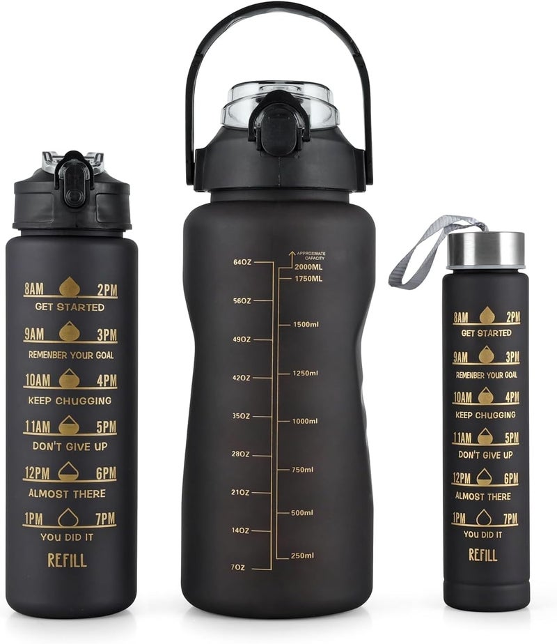 ALKAYAN 2000ML, 900ML, 300ML with Motivational Time Marker, Leakproof Durable Sipper ... - Image 1