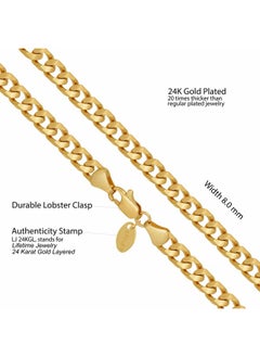 Lifetime Jewelry 8Mm Cuban Curb Link Chain Necklaces For Women & Men 24K Gold Plated (18 Inches)  - Image 4