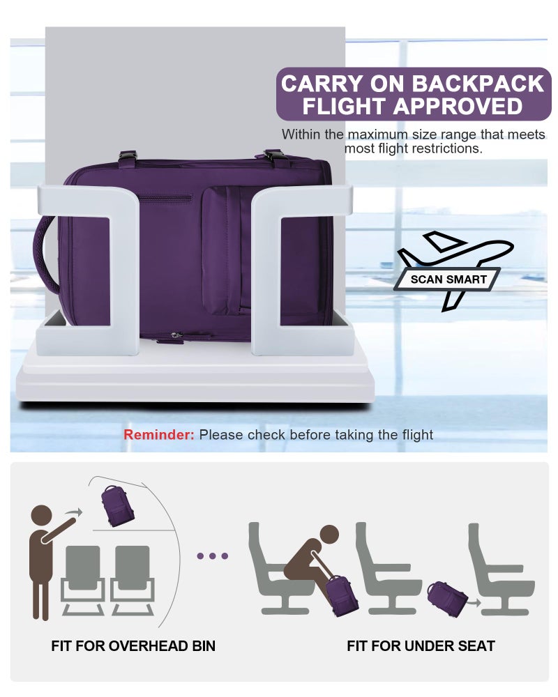 VGCUB Carry on Travel Backpack for Women Men Large Laptop Gym Work Frontier Airlines Personal Item Bag Business Airport Lightweight Backpack Flight Approved Mochilas de Viaje, Dark Purple - Image 4