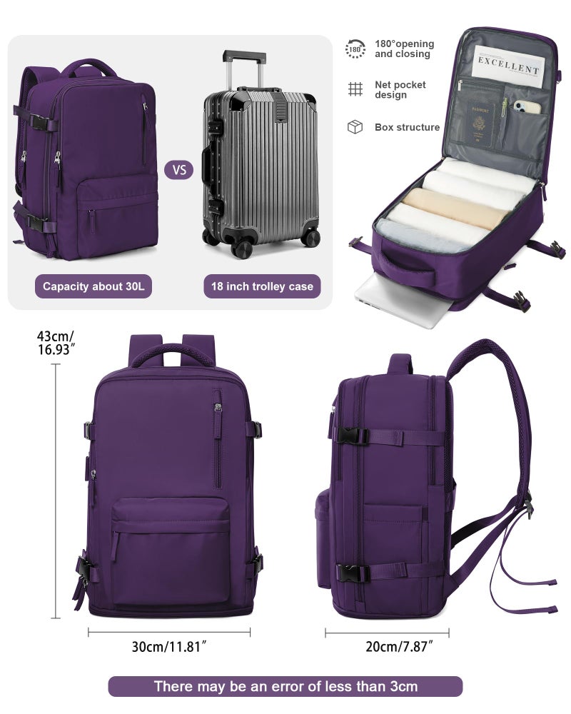 VGCUB Carry on Travel Backpack for Women Men Large Laptop Gym Work Frontier Airlines Personal Item Bag Business Airport Lightweight Backpack Flight Approved Mochilas de Viaje, Dark Purple - Image 3