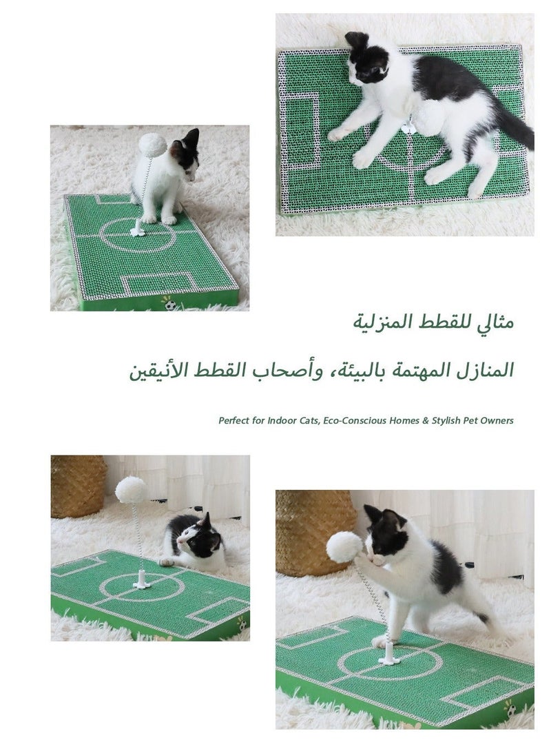 Saudi Football Fan Cat Scratcher - Eco-Friendly Cat Scratching Board with Spring Ball, Saves Furniture from Persian Cats (45cm Pitch Design) - Image 5