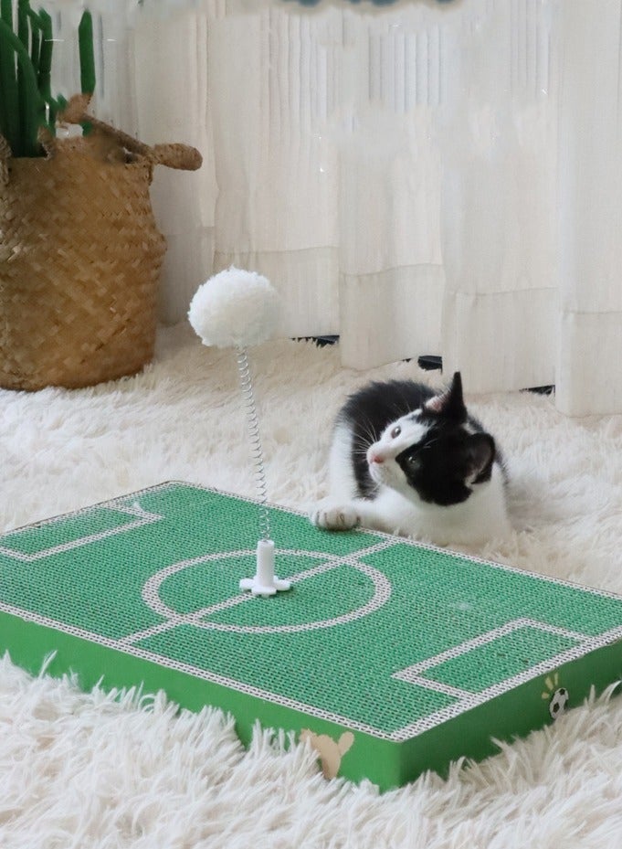 Saudi Football Fan Cat Scratcher - Eco-Friendly Cat Scratching Board with Spring Ball, Saves Furniture from Persian Cats (45cm Pitch Design) - Image 1