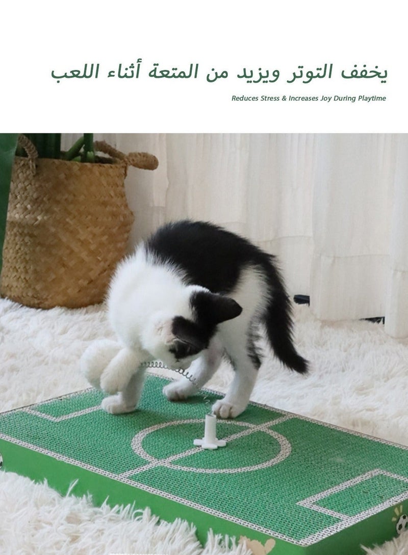 Saudi Football Fan Cat Scratcher - Eco-Friendly Cat Scratching Board with Spring Ball, Saves Furniture from Persian Cats (45cm Pitch Design) - Image 4