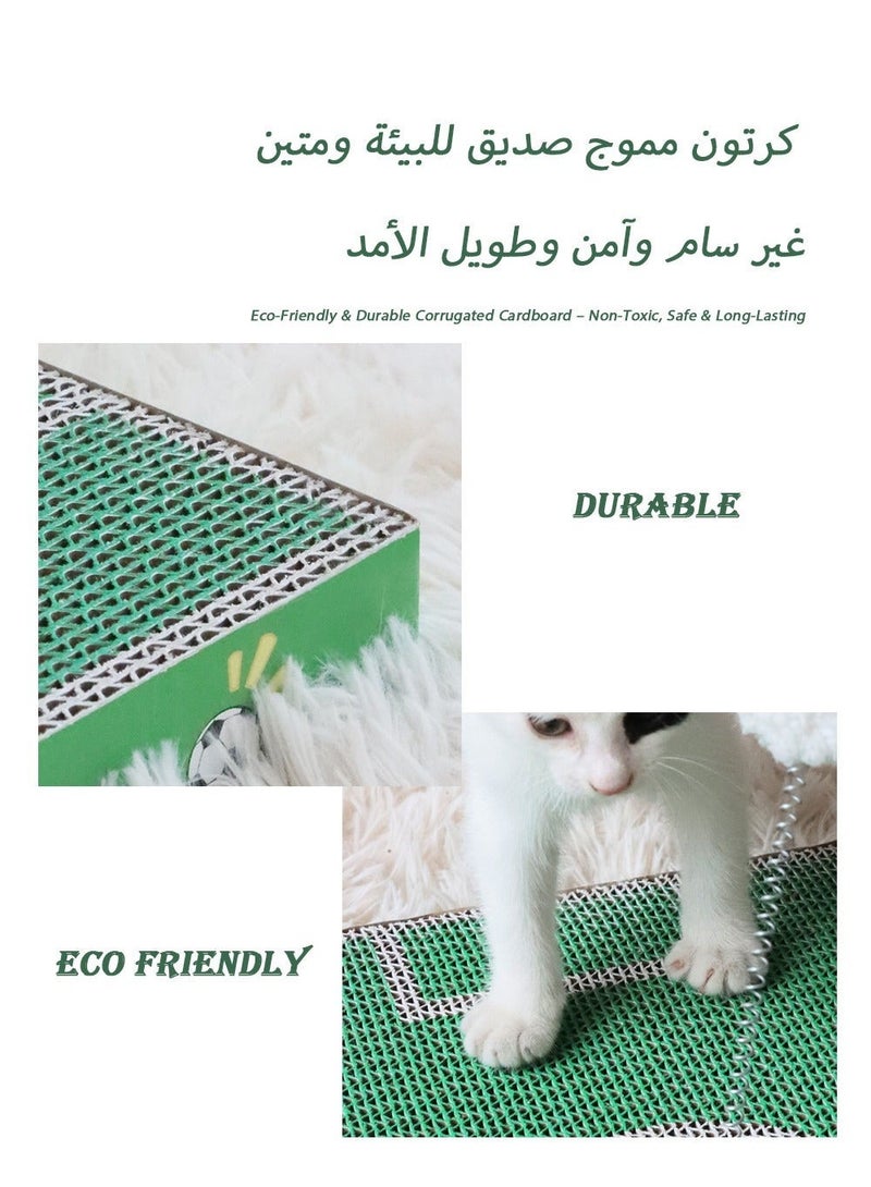 Saudi Football Fan Cat Scratcher - Eco-Friendly Cat Scratching Board with Spring Ball, Saves Furniture from Persian Cats (45cm Pitch Design) - Image 3