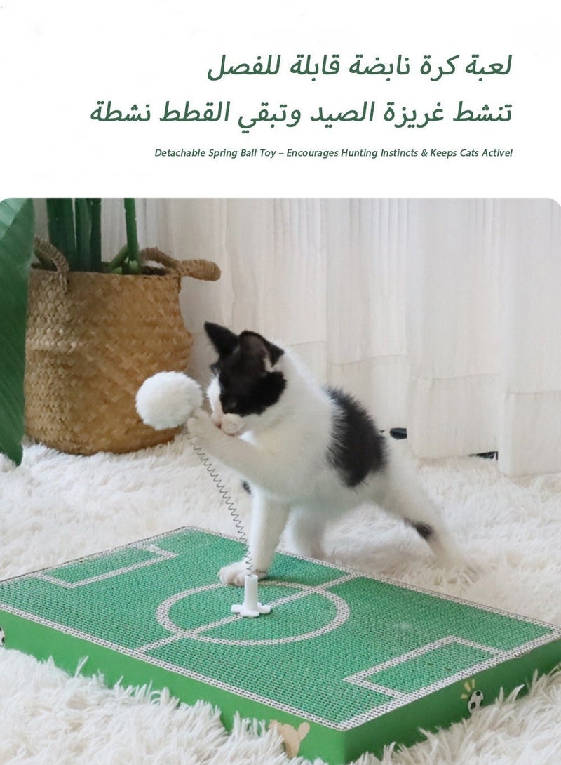 Saudi Football Fan Cat Scratcher - Eco-Friendly Cat Scratching Board with Spring Ball, Saves Furniture from Persian Cats (45cm Pitch Design) - Image 2