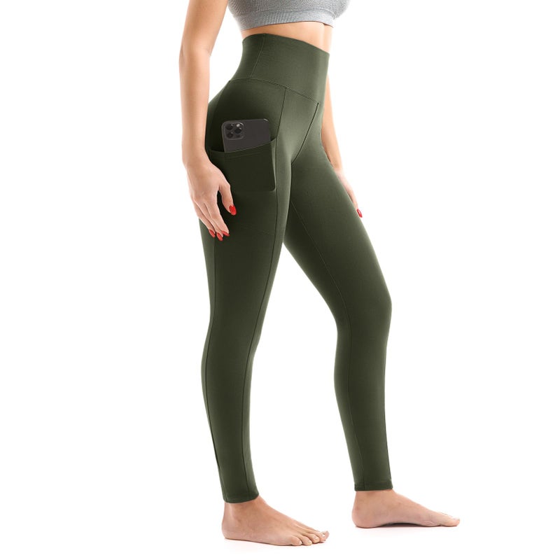 Walifrey Leggings with Pockets for Women, High Waisted Buttery Soft Womens Leggings for Gym Yoga Workout (Green SM) - Image 1