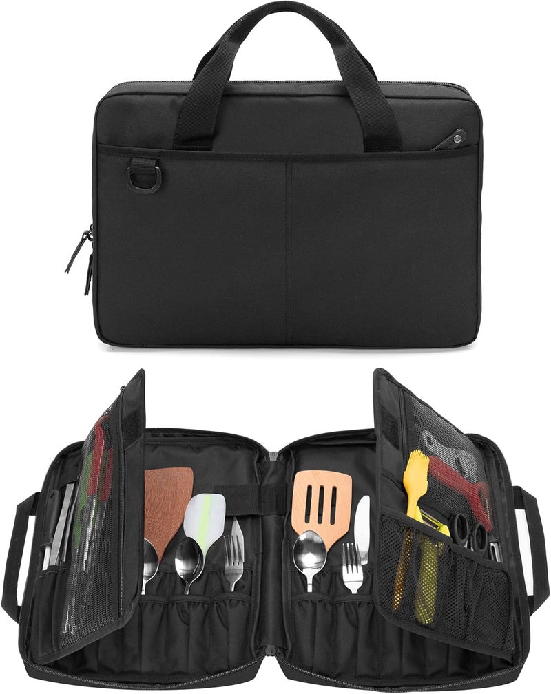 samdew Chef Knife Bag with 20+ Slots, Professional Chef Storage Case with Lockhole & Multiple Pockets, Knife Carrier Travel Knife Roll Bag for Kitchen Tools & Chef Utensils, Patent Design, Bag Only - Image 1