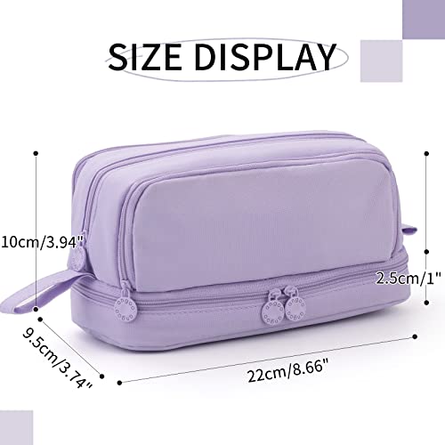 CICIMELON Large Capacity Pen Pencil Case with 4 Compartments, Multi-Slot Pencil Pouch Bag Aesthetic School Supplies Organizer for Teen Girls, Women, Adults (Purple) - Image 5