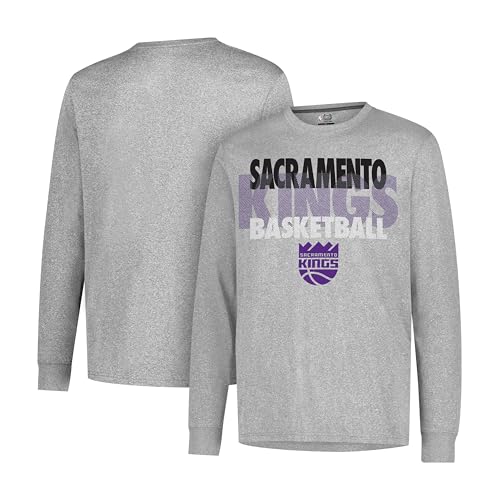 Ultra Game NBA Official Mens Super Soft Supreme Long Sleeve TShirt Unisex Sacramento Kings Heather Gray Medium - Image 1