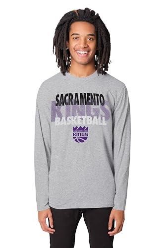 Ultra Game NBA Official Mens Super Soft Supreme Long Sleeve TShirt Unisex Sacramento Kings Heather Gray Medium - Image 3