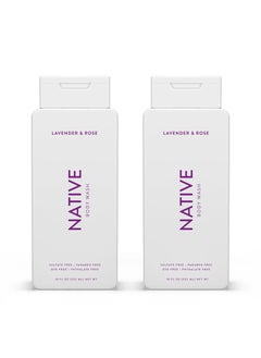 native Native Body Wash Contains Naturally Derived Ingredients | For Women & Men, Sulfate, Paraben, & Dye Free Leaving Skin Soft and Hydrated | Lavender & Rose 18 oz - 2 Pk 