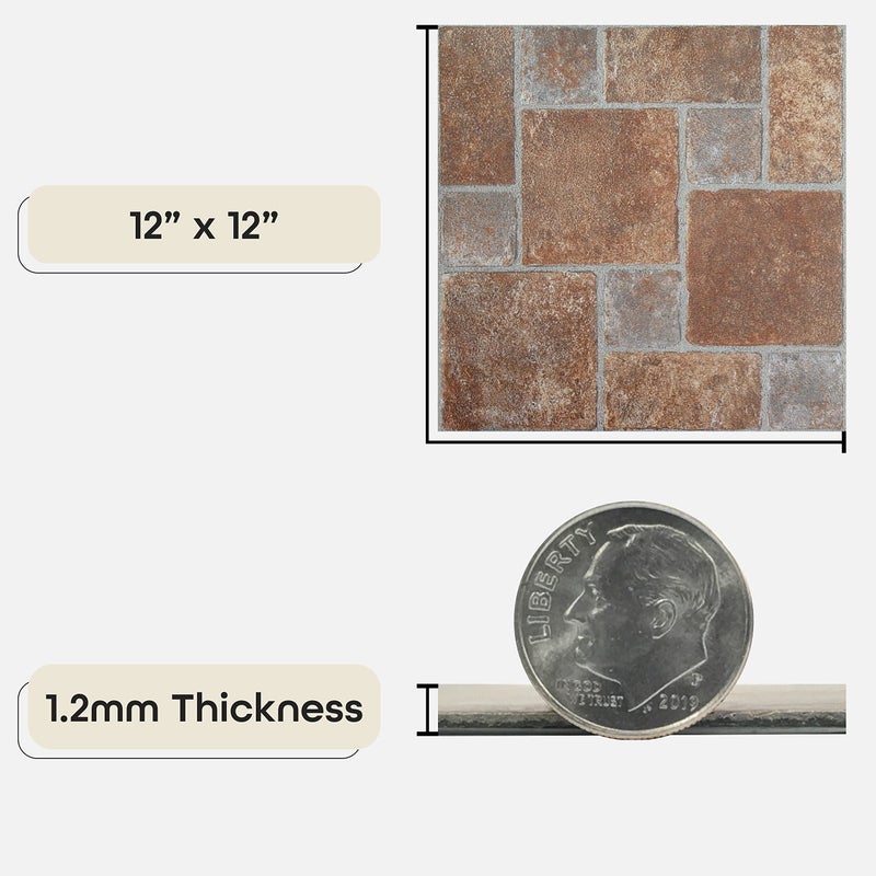 Achim Nexus Self Adhesive 12-Inch Vinyl Floor Tiles, 20 Tiles - 12" x 12", Brick Pavers Pattern - Peel & Stick, DIY Flooring for Kitchen, Dining Room, Bedrooms & Bathrooms by Achim Home Decor - Image 3