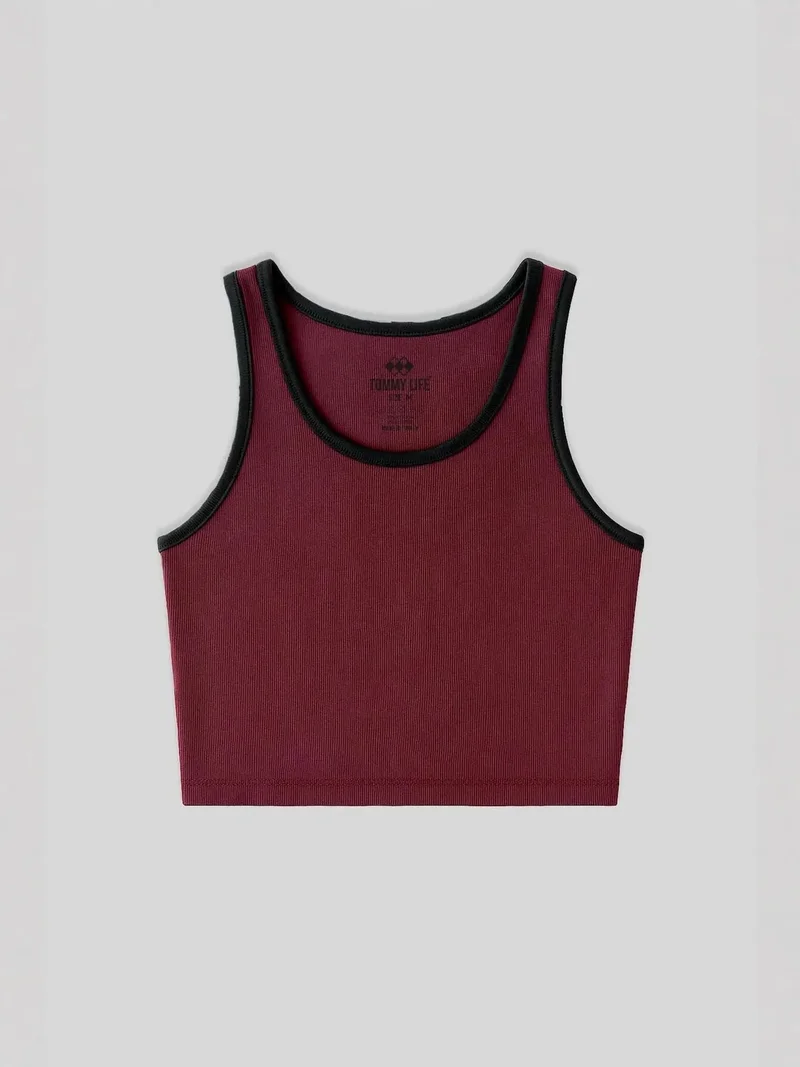 تومي لايف TOMMY Ribbed Sleeveless Crop Top