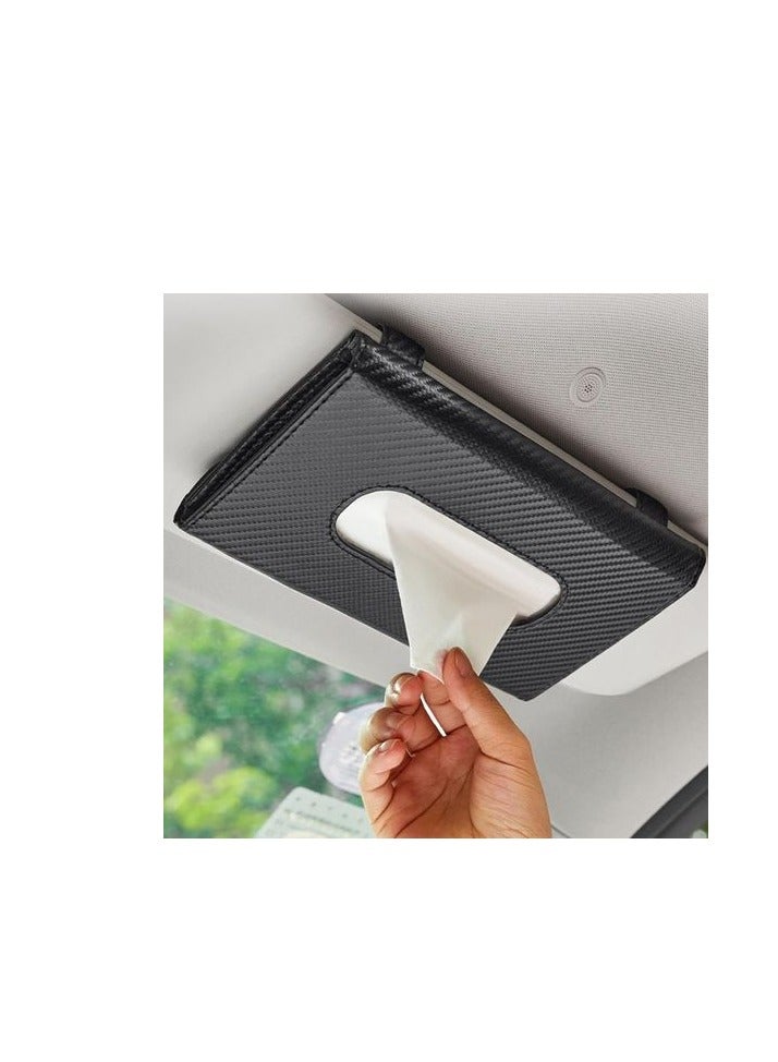 Shamasa Car Tissue Box, Black Color, Carbon Leather - Image 1