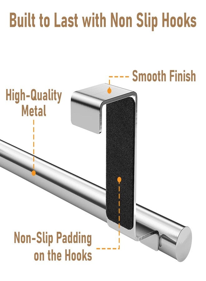 COMFECTO Over Cabinet Towel Bar with Hooks, 14 Inch Brushed Stainless Steel Over The Door Towels Rack for Home Bathroom Kitchen, Hang on Inside and Outside Cabinets or Doors, Holds Hand Dish Towels Washcloths - Image 5