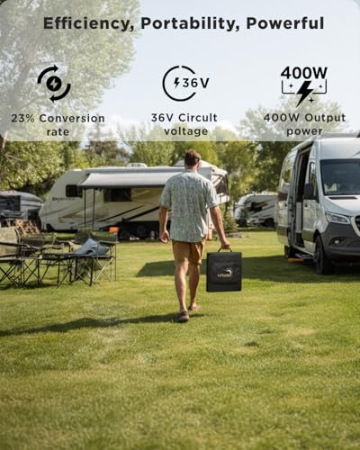 LVYUAN 400W Portable Solar Panel, 36V Foldable Blanket Solar Panel IP64 P-PERC, Upgraded 23% Efficiency for Solar Power Station Generator for Outdoor Camping Backpacking Hiking, 22 Pounds - Image 2