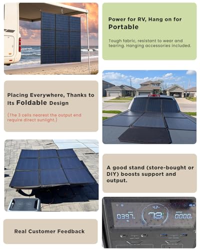 LVYUAN 400W Portable Solar Panel, 36V Foldable Blanket Solar Panel IP64 P-PERC, Upgraded 23% Efficiency for Solar Power Station Generator for Outdoor Camping Backpacking Hiking, 22 Pounds - Image 3