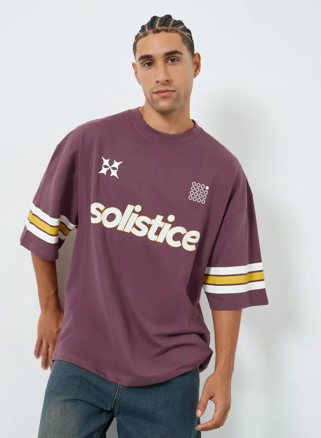 Styli Men Purple Graphic Print Boxy Fit T-Shirt