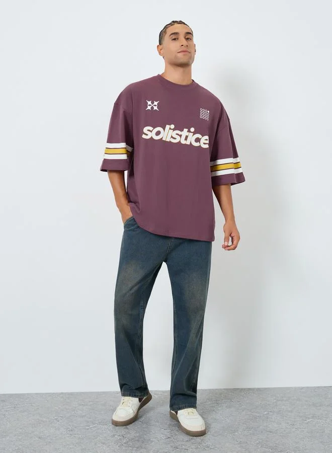 Styli Men Purple Graphic Print Boxy Fit T-Shirt