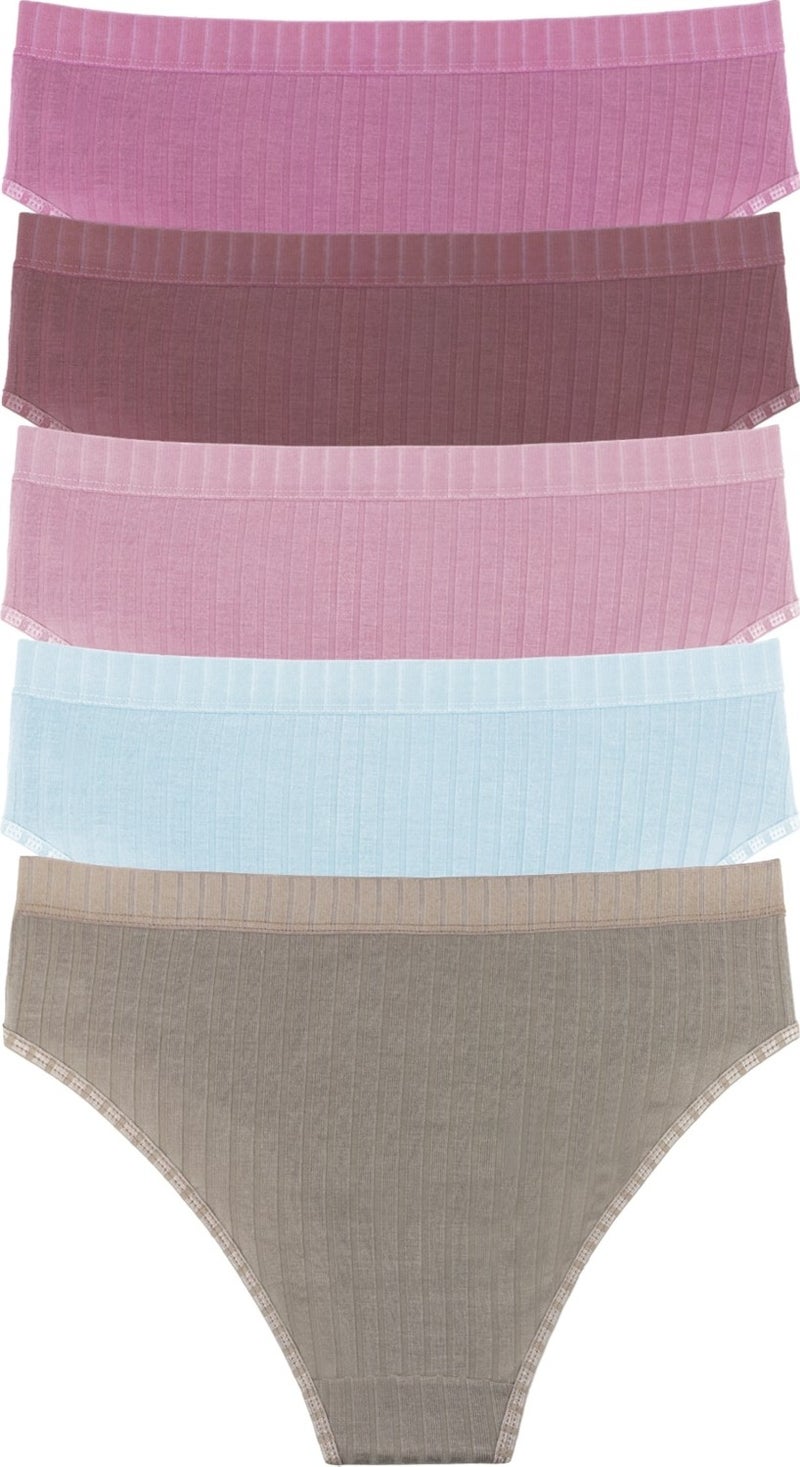 Sensu Women's Corded Soft Colors 5-Piece Slip Panties Set - KTS3053 - Image 3