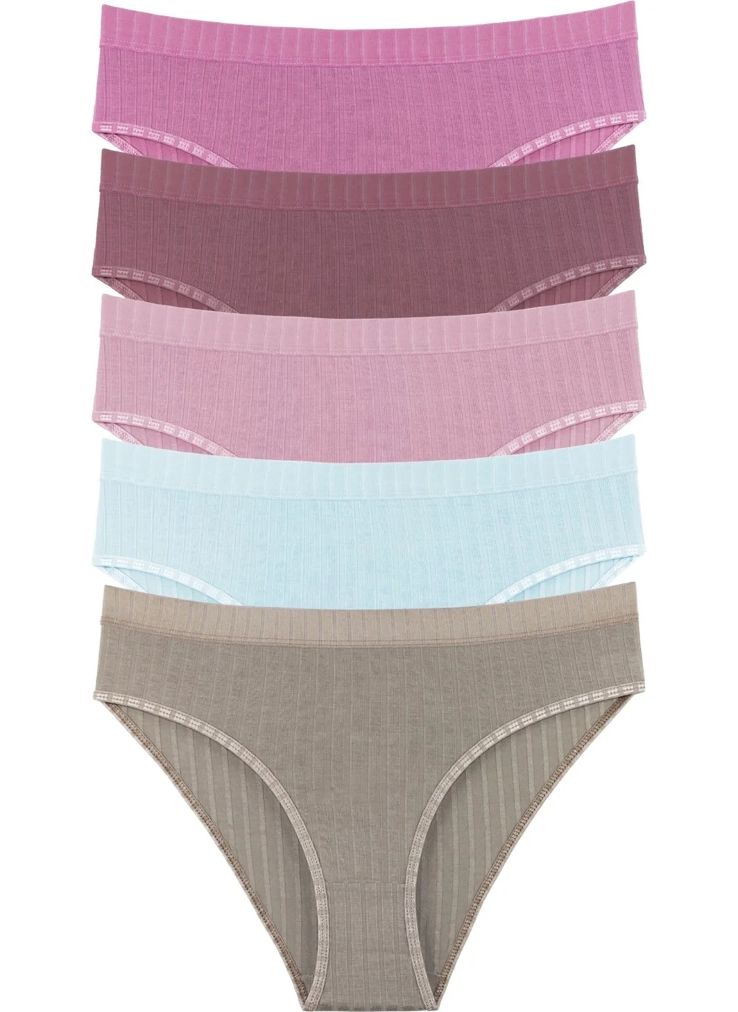 Sensu Women's Corded Soft Colors 5-Piece Slip Panties Set - KTS3053