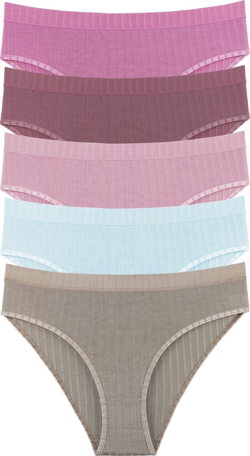 Sensu Women's Corded Soft Colors 5-Piece Slip Panties Set - KTS3053 - Image 2