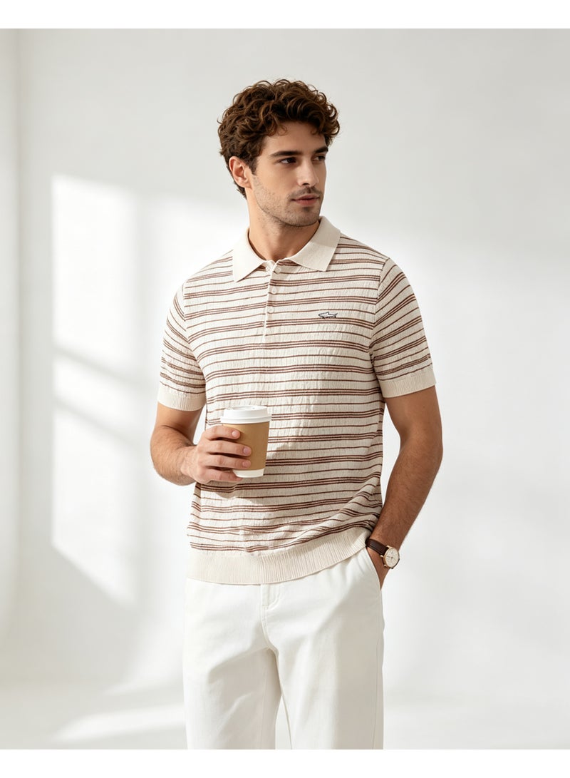 Paul & Shark Unisex Striped Short Sleeve Polo Shirt Men Women Casual Summer Office Resort Outfit - Image 1