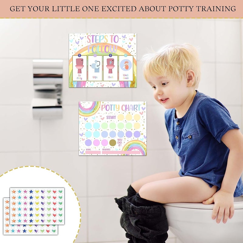TIRYWT Rainbow Potty Training Sticker Chart 10 Potty Charts with 216 Round Stickers  1 Instruction Sheet Potty Reward Sticker Chart for Toddlers Girls  A16 - Image 3