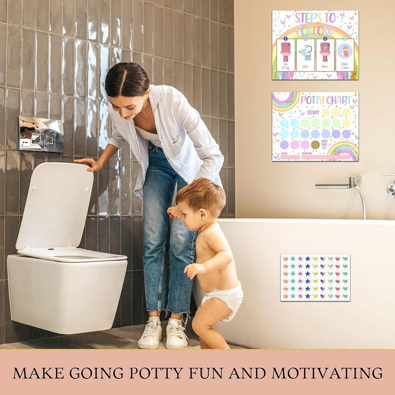 TIRYWT Rainbow Potty Training Sticker Chart 10 Potty Charts with 216 Round Stickers  1 Instruction Sheet Potty Reward Sticker Chart for Toddlers Girls  A16 - Image 4