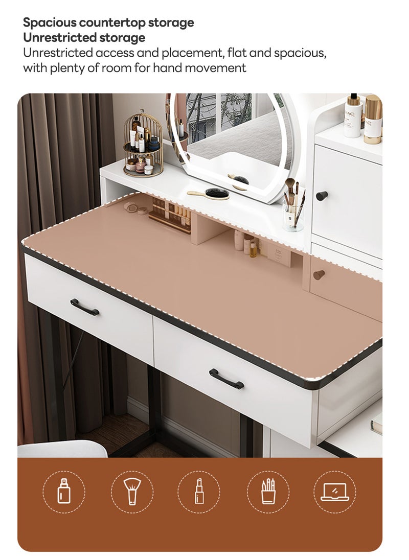 Sharpdo - Modern Minimalist Dressing Table for Bedroom with LED Mirror and Drawer Storage - Image 1