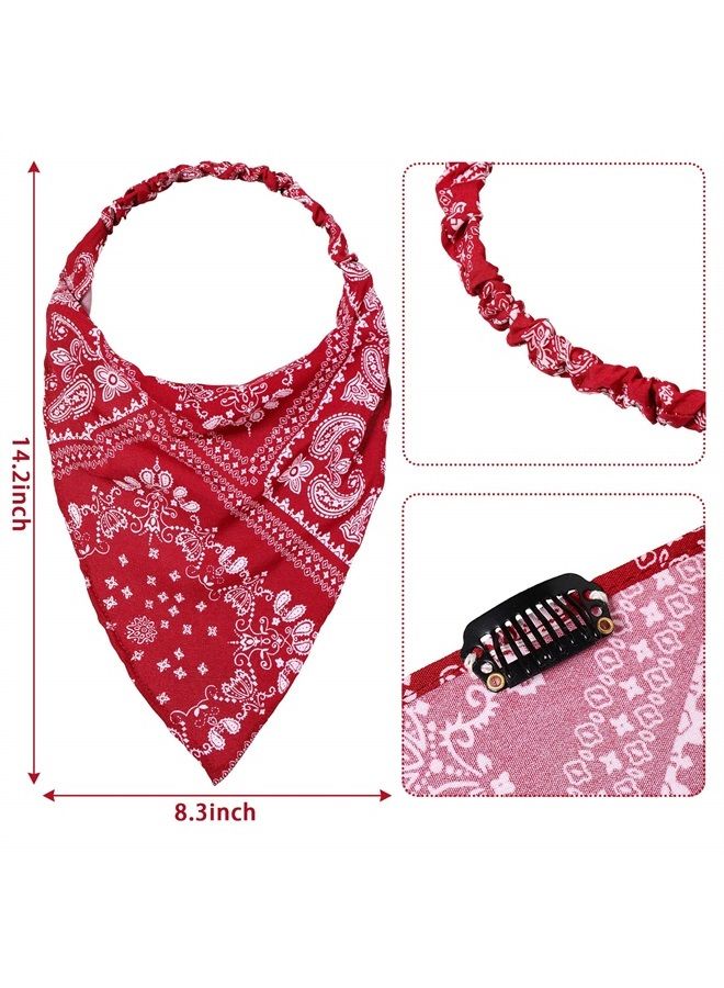 Syhood 4 قطع رباط شعر مرن طوق رأس مطبوع بتصميم عتيق وشالات رأس مثلثية للنساء والفتيات - Image 2