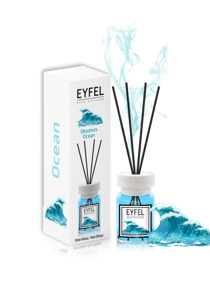 آيفيل معطر جو منزلي بالأعواد (المحيط) برائحة المحيط المنعشة 120 مل | عطر منزلي يدوم طويلاً برائحة مائية منعشة | أعواد معطرة منعشة للمنزل والمكتب | معطر جو فاخر من إيفل - Image 2