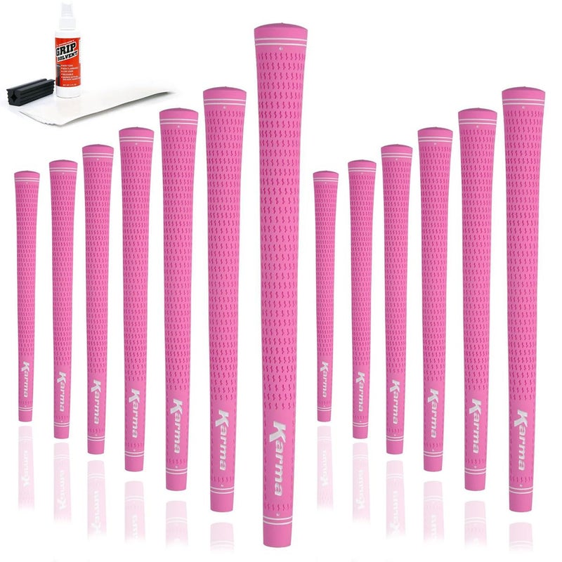 Karma Velour Pink Ladies Golf Grip Kit with Tape Strips Grip Solvent Rubber Vise Clamp 13 Standard Size Soft Rubber Velvet Style Replacement Golf Grips for Women - Image 2
