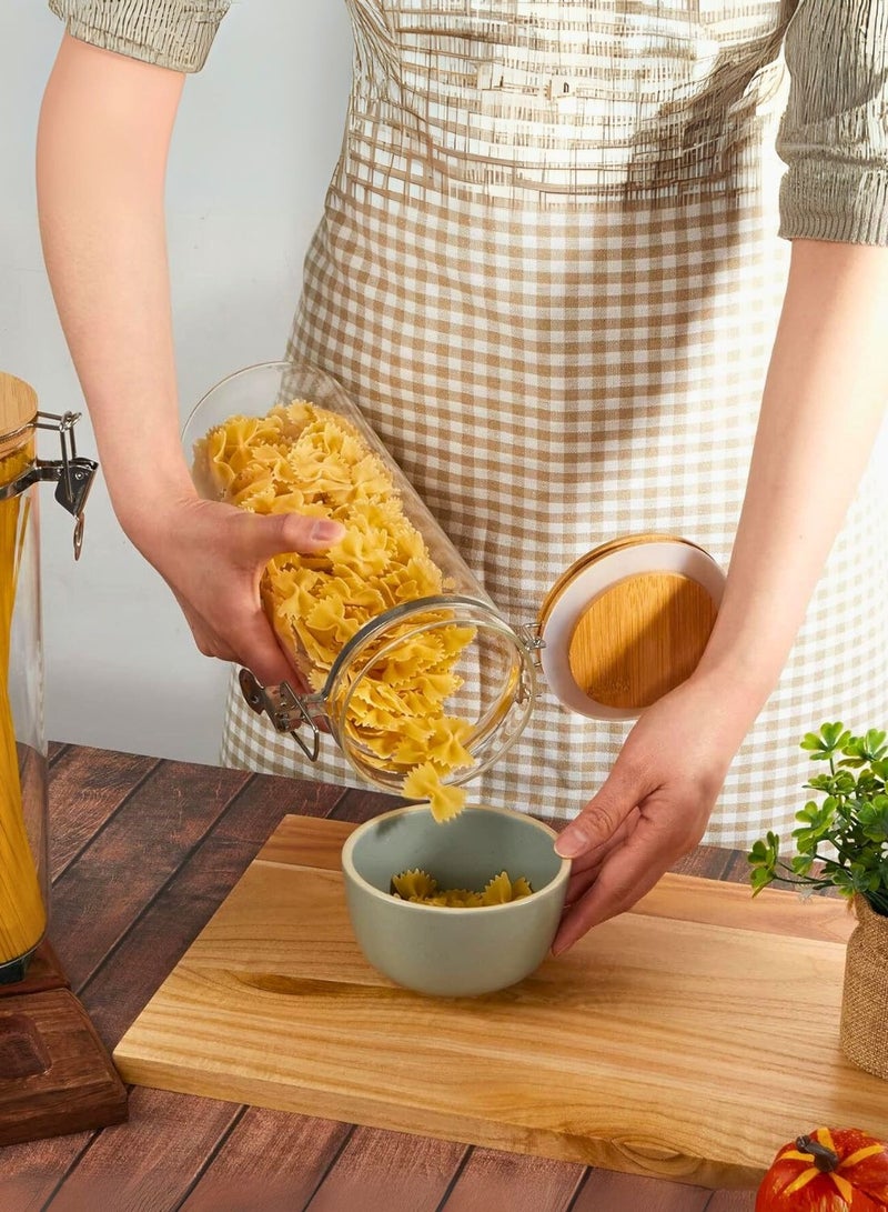 1Chase Borosilicate Glass Storage Jar With Clip and Airtight Bamboo Lid 1000 ML (Set of 2) - Image 3