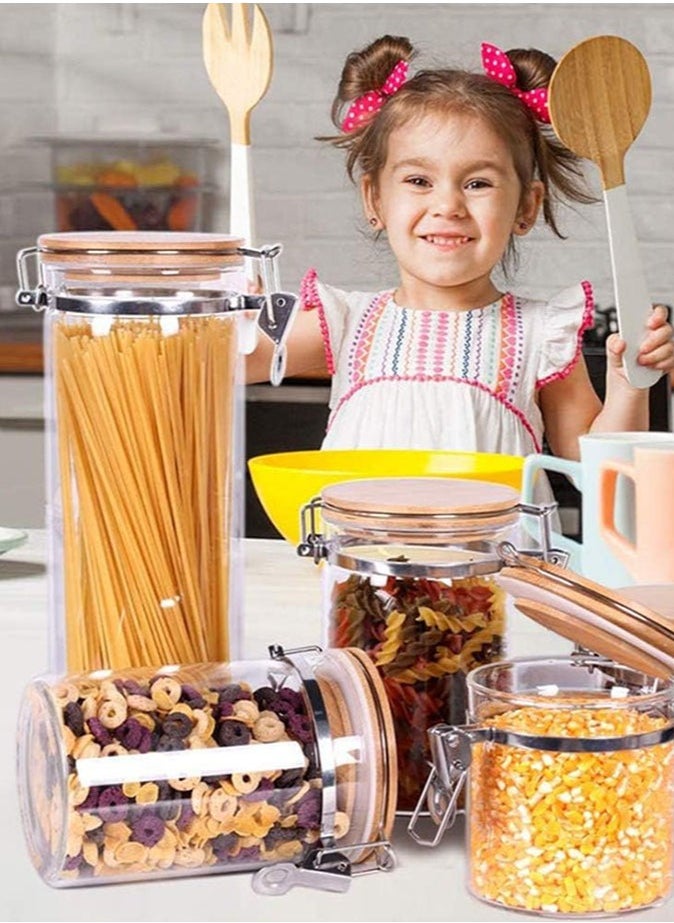 1Chase - Borosilicate Glass Storage Jar With Clip and Airtight Bamboo Lid 1000 ML (Set of 2) - Image 1