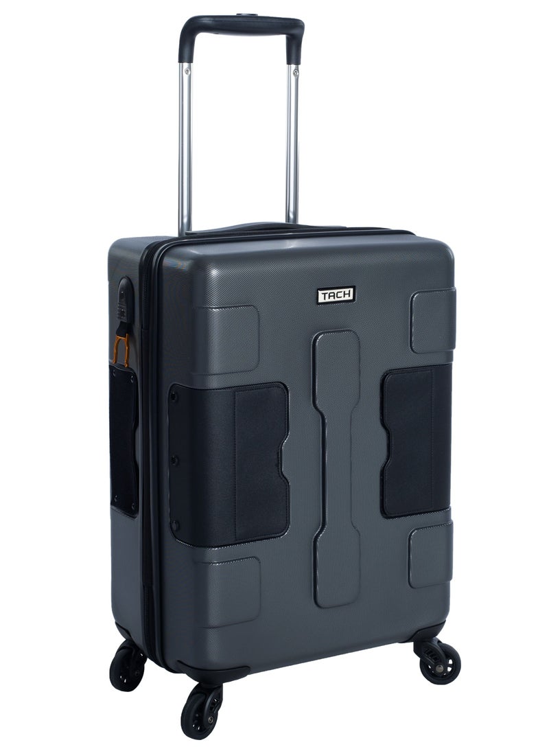 TACH Connectable Hard Case Carry on Luggage Bag with TSA Lock, Charging Port, Water Bottle Holder, 22 Inch, Grey - Image 1