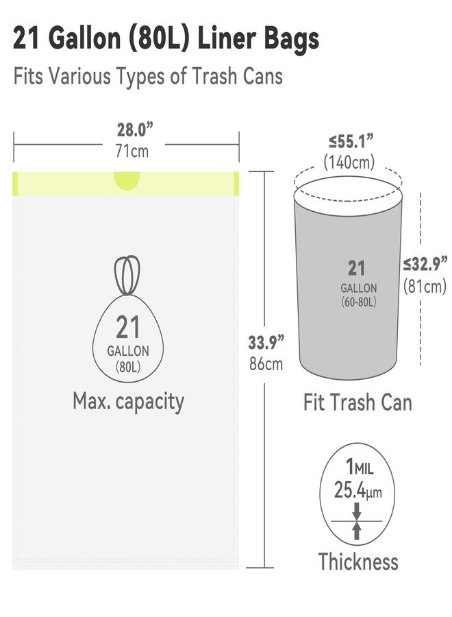Ninestars Extra Strong White Garbage Trash Bags with Drawstring, 21 Gallons, 90 Count, Kitchen Drawstring trash bags 80 Liters, Total 90 Trash Bags - Image 5